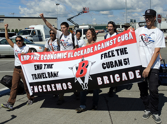 5 August 2013: A group of the Venceremos Brigade crosses the International Peace Bridge into Buffalo, NY
