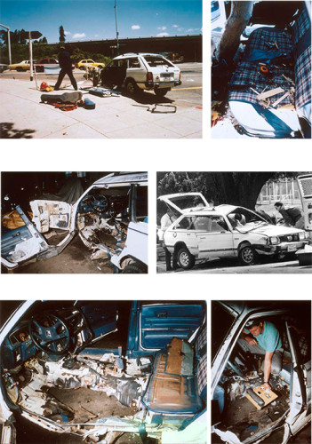Photos of the pipe bombed car in Oakland, CA. Photos courtesy: judibari.org